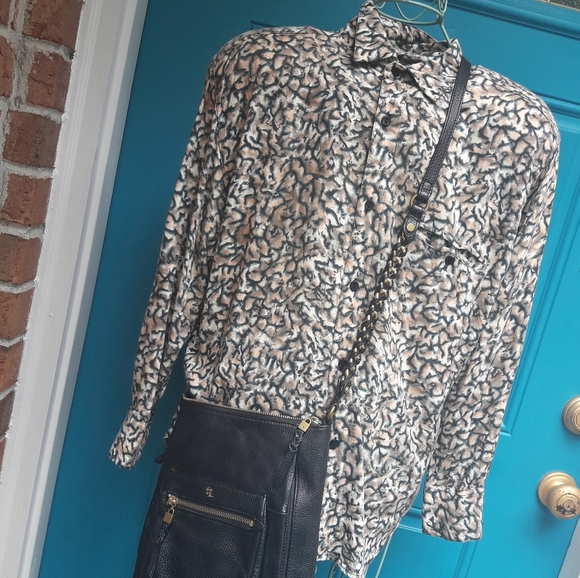 Vintage Shirt Wild Print Fabric Rayon Shoulder Pad - Picture 4 of 16